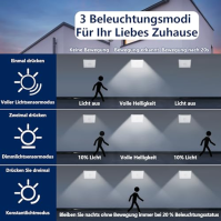 KYOTECH Solární lampy pro venkov s pohybovým senzorem, 2 kusy 56 LED solárních reflektorů, 3 módy IP65 solární reflektor s 5m ka